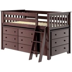 Jackpot Deluxe Windsor Twin Storage Loft Bed With Two Dressers -Kid Furniture 71S L3D6D ESPRESSO LEFT 1024x1024 1
