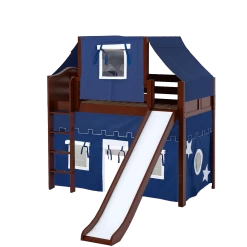 Maxtrix Twin Mid Loft Bed With Straight Ladder, Curtain, Top Tent + Slide -Kid Furniture AWESOME22 CC e2a6c9ce fb8d 4bc7 9f8e ec8304effad6