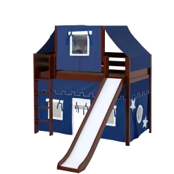 Maxtrix Twin Mid Loft Bed With Straight Ladder, Curtain, Top Tent + Slide -Kid Furniture AWESOME22 CP 4c00b723 e444 4f55 90b6 d5f5a05eaaf2
