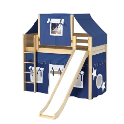 Maxtrix Twin Mid Loft Bed With Straight Ladder, Curtain, Top Tent + Slide -Kid Furniture AWESOME22 NP 13267377 fc1a 4eca a7ca 56765e5d5f7d