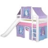 Maxtrix Twin Mid Loft Bed With Straight Ladder, Curtain, Top Tent + Slide -Kid Furniture AWESOME27 WS b813601f 24b6 496d b17b af03ccf7c10b
