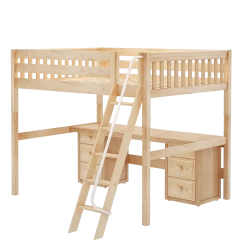 Maxtrix Queen High Loft Bed With Angled Ladder + Desk -Kid Furniture BEEFY3 XL NS