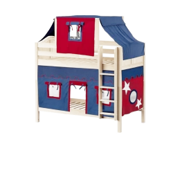 Maxtrix Twin Medium Bunk Bed With Straight Ladder, Top Tent + Curtain 31 Maxtrix Twin Medium Bunk Bed With Straight Ladder, Top Tent + Curtain -Kid Furniture BIGSHOT21 NC