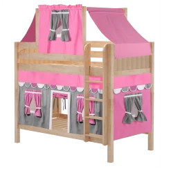 Maxtrix Twin Medium Bunk Bed With Straight Ladder, Top Tent + Curtain 26 Maxtrix Twin Medium Bunk Bed With Straight Ladder, Top Tent + Curtain -Kid Furniture BIGSHOT57 NP