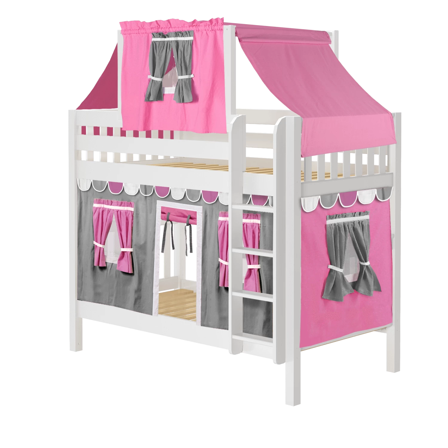 Maxtrix Twin Medium Bunk Bed With Straight Ladder, Top Tent + Curtain 3 Maxtrix Twin Medium Bunk Bed With Straight Ladder, Top Tent + Curtain
