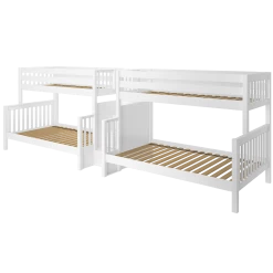 Maxtrix Twin XL Over Full XL Quadruple Bunk Bed With Stairs -Kid Furniture BIG BANG XL WS
