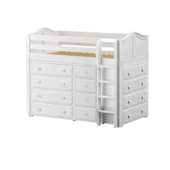 Maxtrix Twin Mid Loft Bed With Straight Ladder + Storage -Kid Furniture BLING WC 103639f0 07fe 4545 a2f0 490d74762067