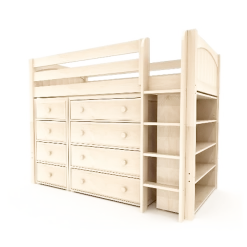 Maxtrix Twin Mid Loft Bed With Straight Ladder + Storage -Kid Furniture BLING2 NP