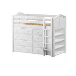 Maxtrix Twin Mid Loft Bed With Straight Ladder + Storage -Kid Furniture BLING2 WC 69793a07 98af 43d1 98fd 39908a9ed38a