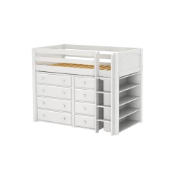 Maxtrix Twin Mid Loft Bed With Straight Ladder + Storage -Kid Furniture BLING2 WP 837aa3e6 e1f8 4fa6 be39 69a9b429a2fb