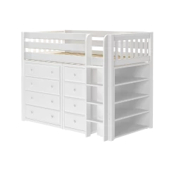 Maxtrix Twin Mid Loft Bed With Straight Ladder + Storage -Kid Furniture BLING2 WS 41476829 f299 4c48 9463 9584dab152f7