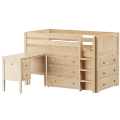 Maxtrix Twin Low Loft Bed With Straight Ladder, Storage + Desk -Kid Furniture BOX21L NP 4a763688 6be5 49ed abc5 30c3cb4eb63a