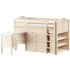 Maxtrix Twin Low Loft Bed With Straight Ladder, Storage + Desk -Kid Furniture BOX22L NC