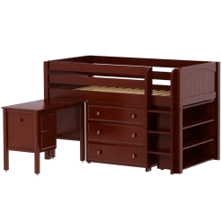 Maxtrix Twin Low Loft Bed With Straight Ladder, Storage + Desk -Kid Furniture BOX23L CP 3dbb5085 b1cc 485d 94df 3baf7357ba33