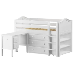 Maxtrix Twin Low Loft Bed With Straight Ladder, Storage + Desk -Kid Furniture BOX23L WC 9cd16b92 35bf 434e a534 843dbde61a74