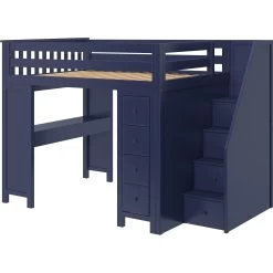 Jackpot Deluxe Buxton Full Size Loft With Staircase + Desk + Storage -Kid Furniture Buxton3BlueLeft 1 123af4e2 4da6 40fe 9682 6da9e8177155