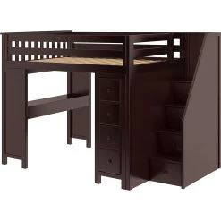 Jackpot Deluxe Buxton Full Size Loft With Staircase + Desk + Storage -Kid Furniture Buxton3EspressoLeft 1 16b1db27 a46d 46ad b29f 24a1b96550dc