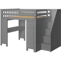 Jackpot Deluxe Buxton Full Size Loft With Staircase + Desk + Storage -Kid Furniture Buxton3GreyLeft 1 26a2caf5 0de3 4473 8640 b35a7210b6f3