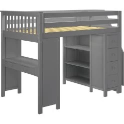 Jackpot Deluxe Buxton Full Size Loft With Staircase + Desk + Storage -Kid Furniture Buxton3GreyRight 1 76b26d09 34a2 473b be0d 1addaf25a17b