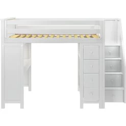 Jackpot Deluxe Buxton Full Size Loft With Staircase + Desk + Storage -Kid Furniture Buxton3WhiteCenter 1 d2803301 1d9b 46a6 8c3a 11eccca5219a