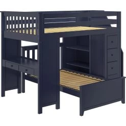 Jackpot Deluxe Buxton Full Over Twin L-Shape Bunk With Staircase + Desk + Storage -Kid Furniture Buxton4BlueRight 1 14377163 4cd3 49ae 8c05 f48ecc02ac0a