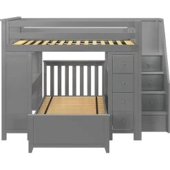 Jackpot Deluxe Buxton Full Over Twin L-Shape Bunk With Staircase + Desk + Storage -Kid Furniture Buxton4GreyCenter 1 8b8a5b4b 60c6 4e5f bf74 bdf46c663573