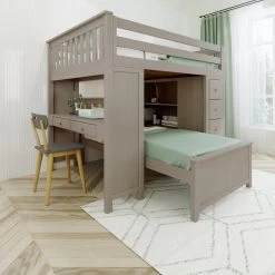 Jackpot Deluxe Buxton Full Over Twin L-Shape Bunk With Staircase + Desk + Storage -Kid Furniture Buxton4StoneRightAngle drawersclosed