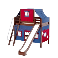 Maxtrix Twin Medium Bunk Bed With Angled Ladder, Curtain, Top Tent + Slide -Kid Furniture CHUCKLE21 CC a90a956d 7806 4f1c 9a03 0049cbe7b538