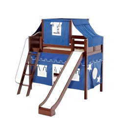 Maxtrix Twin Medium Bunk Bed With Angled Ladder, Curtain, Top Tent + Slide -Kid Furniture CHUCKLE22 CC 553aa1fe 0ba8 4f64 adbd 0229123039c2