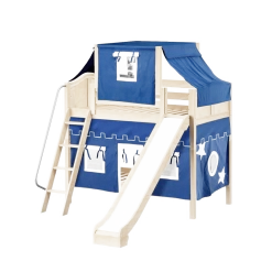 Maxtrix Twin Medium Bunk Bed With Angled Ladder, Curtain, Top Tent + Slide -Kid Furniture CHUCKLE22 NC 9c7457bd 2d9a 488f b80c c82d24d5cff5