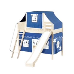 Maxtrix Twin Medium Bunk Bed With Angled Ladder, Curtain, Top Tent + Slide -Kid Furniture CHUCKLE22 NP a45b8f83 87e3 404b 9e91 1c616655ce53