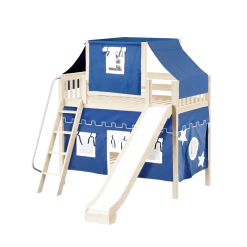 Maxtrix Twin Medium Bunk Bed With Angled Ladder, Curtain, Top Tent + Slide -Kid Furniture CHUCKLE22 NS 90e2566f ec09 415b a8ce a15970f09de8