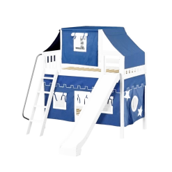 Maxtrix Twin Medium Bunk Bed With Angled Ladder, Curtain, Top Tent + Slide -Kid Furniture CHUCKLE22 WS e6c17ab3 5ee8 41d7 bd88 16717efca31f