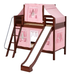 Maxtrix Twin Medium Bunk Bed With Angled Ladder, Curtain, Top Tent + Slide -Kid Furniture CHUCKLE23 CP e2528f67 5208 4a10 9cb7 24c7a0b81726