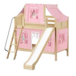 Maxtrix Twin Medium Bunk Bed With Angled Ladder, Curtain, Top Tent + Slide -Kid Furniture CHUCKLE23 NC 995ffd0f bce8 4ef7 8900 bfb4b4e56180