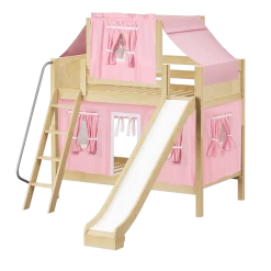 Maxtrix Twin Medium Bunk Bed With Angled Ladder, Curtain, Top Tent + Slide -Kid Furniture CHUCKLE23 NP 77197024 0d43 4449 aa8d ad851a2640a1