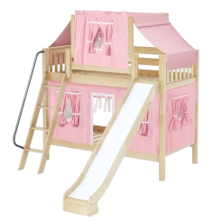 Maxtrix Twin Medium Bunk Bed With Angled Ladder, Curtain, Top Tent + Slide -Kid Furniture CHUCKLE23 NS 801e2976 dbd5 4957 b576 46925765b263