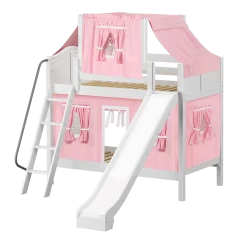 Maxtrix Twin Medium Bunk Bed With Angled Ladder, Curtain, Top Tent + Slide -Kid Furniture CHUCKLE23 WC 14a6e525 17f2 4226 a81a 330744fa22bf