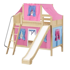 Maxtrix Twin Medium Bunk Bed With Angled Ladder, Curtain, Top Tent + Slide -Kid Furniture CHUCKLE28 NC 32722b73 6544 4763 8adf c27164f918c8