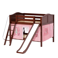 Maxtrix Full Low Bunk Bed With Angled Ladder, Curtain + Slide -Kid Furniture CLIFF23 CC efe1a875 41ee 4c43 825e 75ec2a3e8831