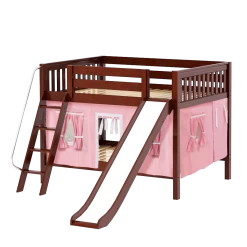 Maxtrix Full Low Bunk Bed With Angled Ladder, Curtain + Slide -Kid Furniture CLIFF23 CS b2e8864a 4bf9 4d97 a3d4 36a826254997