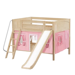 Maxtrix Full Low Bunk Bed With Angled Ladder, Curtain + Slide -Kid Furniture CLIFF23 NP f94de47a 87c6 4a39 b7e4 3f0f5447b7c7