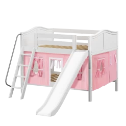 Maxtrix Full Low Bunk Bed With Angled Ladder, Curtain + Slide -Kid Furniture CLIFF23 WC 0688da72 a9ee 479b 8013 e5e779ba8e6e