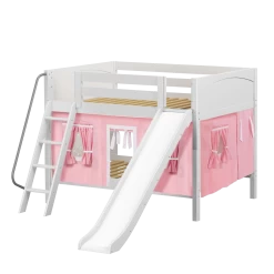 Maxtrix Full Low Bunk Bed With Angled Ladder, Curtain + Slide -Kid Furniture CLIFF23 WP 4446185c 8a1d 4d15 ad6f 0fca472240af