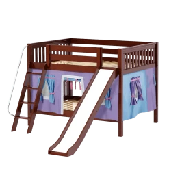 Maxtrix Full Low Bunk Bed With Angled Ladder, Curtain + Slide -Kid Furniture CLIFF27 CS 99ac56e6 a9e6 4517 b7c4 c4634055eb52