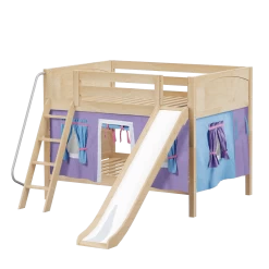 Maxtrix Full Low Bunk Bed With Angled Ladder, Curtain + Slide -Kid Furniture CLIFF27 NP 4f772255 f671 4dc3 b0ec 34d6a95fa8dd