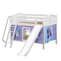 Maxtrix Full Low Bunk Bed With Angled Ladder, Curtain + Slide -Kid Furniture CLIFF27 WC d0733121 1fe1 4240 8e14 41c033bc7cf9