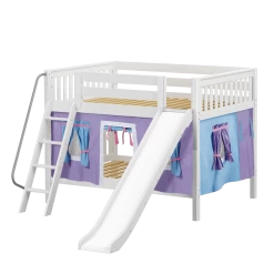 Maxtrix Full Low Bunk Bed With Angled Ladder, Curtain + Slide -Kid Furniture CLIFF27 WS 17c2b5bc 8ac2 4ff2 9ff0 a8bed223ea03