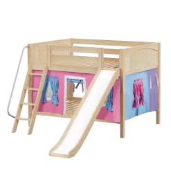 Maxtrix Full Low Bunk Bed With Angled Ladder, Curtain + Slide -Kid Furniture CLIFF28 NP bef54244 1316 4306 9add d1a4daf2f7ff