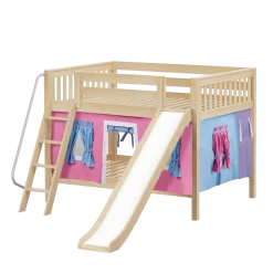Maxtrix Full Low Bunk Bed With Angled Ladder, Curtain + Slide -Kid Furniture CLIFF28 NS 94a5a0cd ea06 48d4 8dbc 3644b69cd079